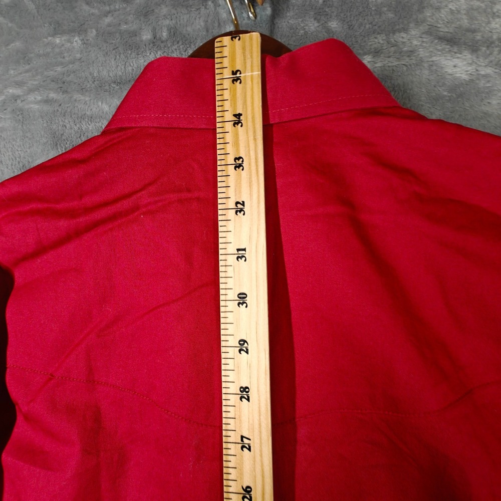 Wrangler Western Shirt Mens LT Red Long Sleeve Button Down Cotton Tall - Picture 7 of 11